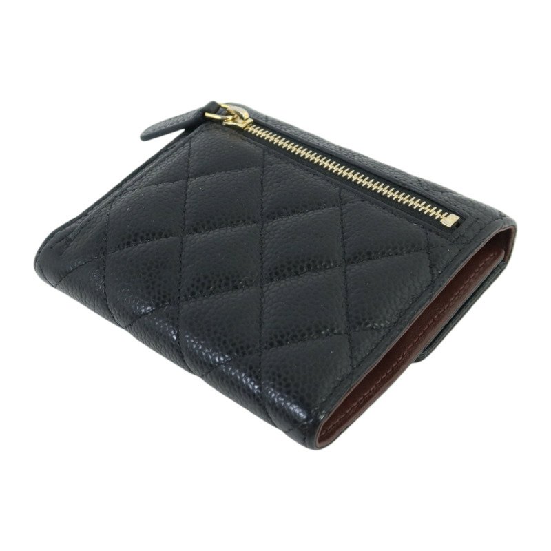 CHANEL 牛皮皮革Classic Flag Wallet金扣錢包-4