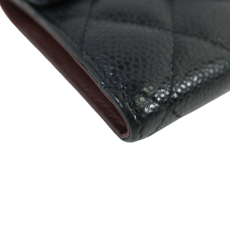 CHANEL 牛皮皮革Classic Flag Wallet金扣錢包-10