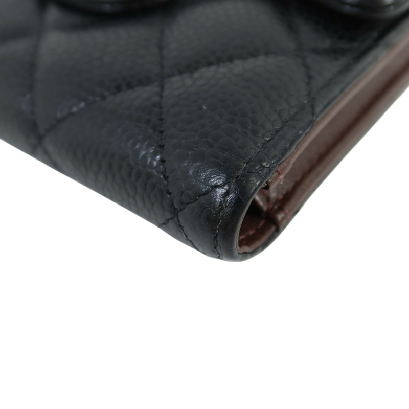 CHANEL 牛皮皮革Classic Flag Wallet金扣錢包-11