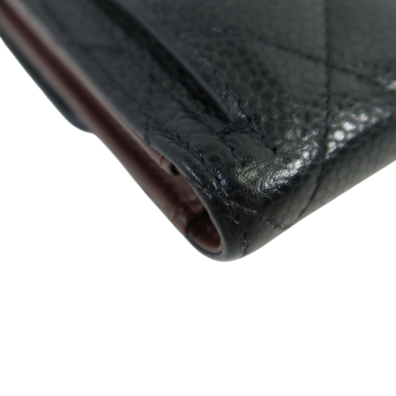 CHANEL 牛皮皮革Classic Flag Wallet金扣錢包-12