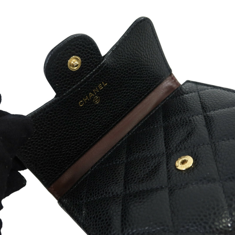 CHANEL 牛皮皮革Classic Flag Wallet金扣錢包-15