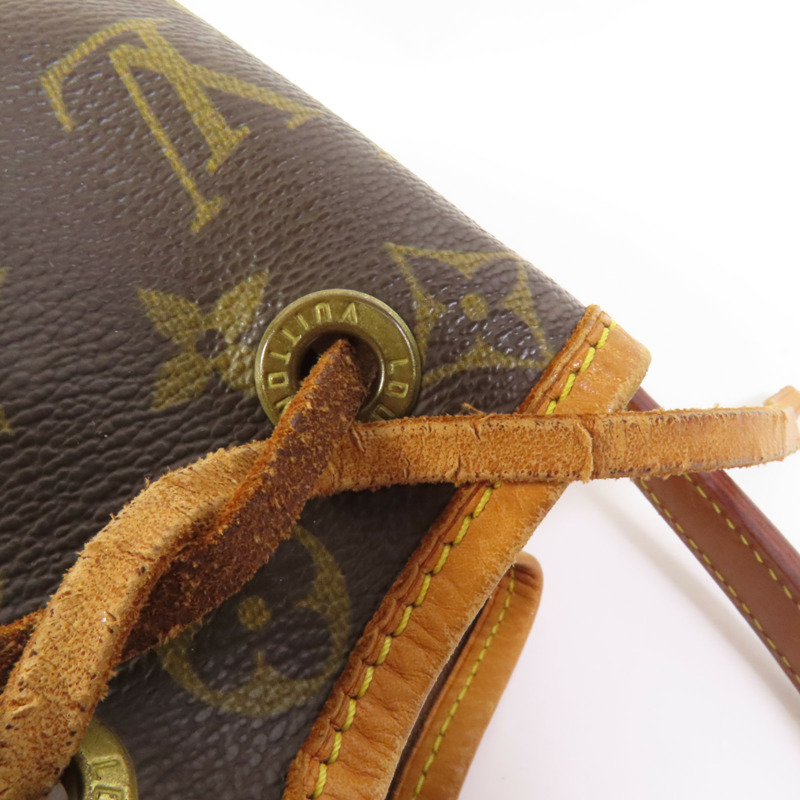 LOUIS VUITTON Monogram Mini Noe金扣肩背袋棕色-14