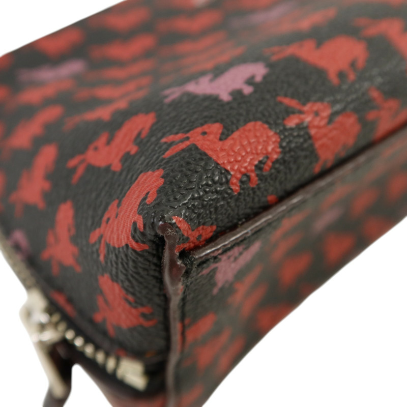 COACH 塗層帆布Bummy Print Case銀扣手拿包-9