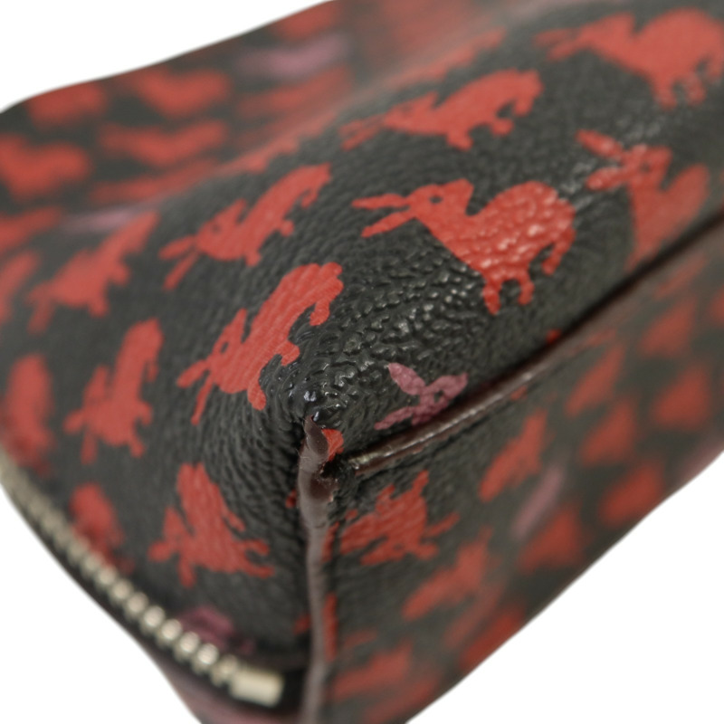 COACH 塗層帆布Bummy Print Case銀扣手拿包-11