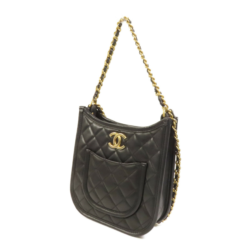 CHANEL 牛皮皮革24S Hobo金扣鏈帶手挽肩背兩用袋-2