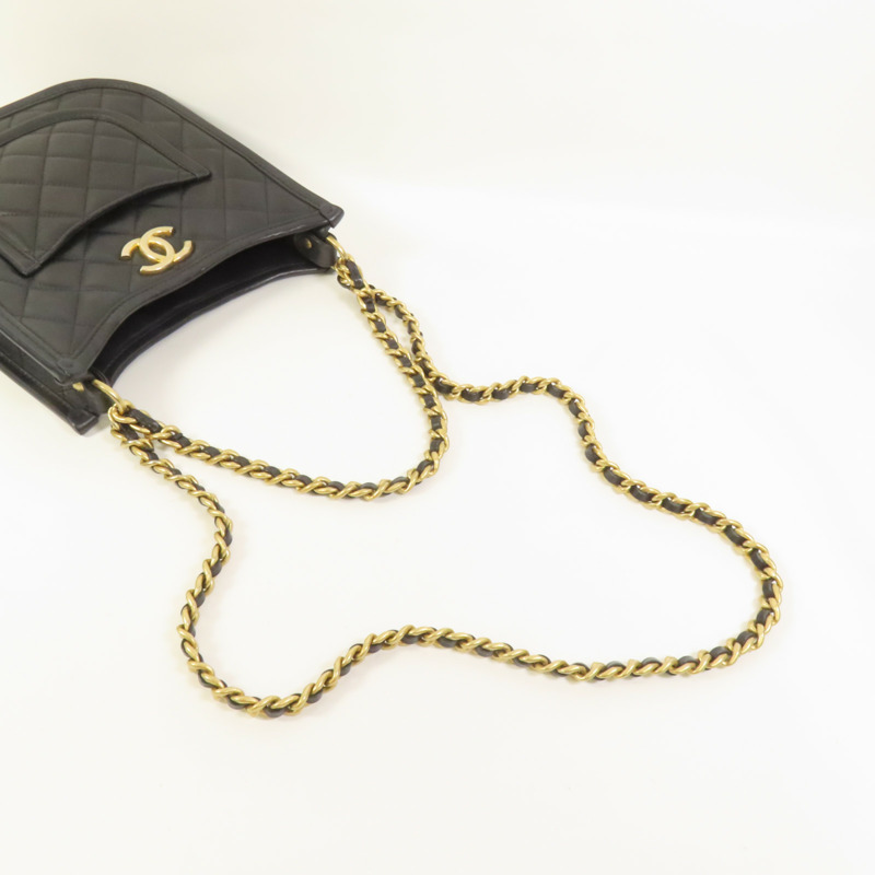 CHANEL 牛皮皮革24S Hobo金扣鏈帶手挽肩背兩用袋-4