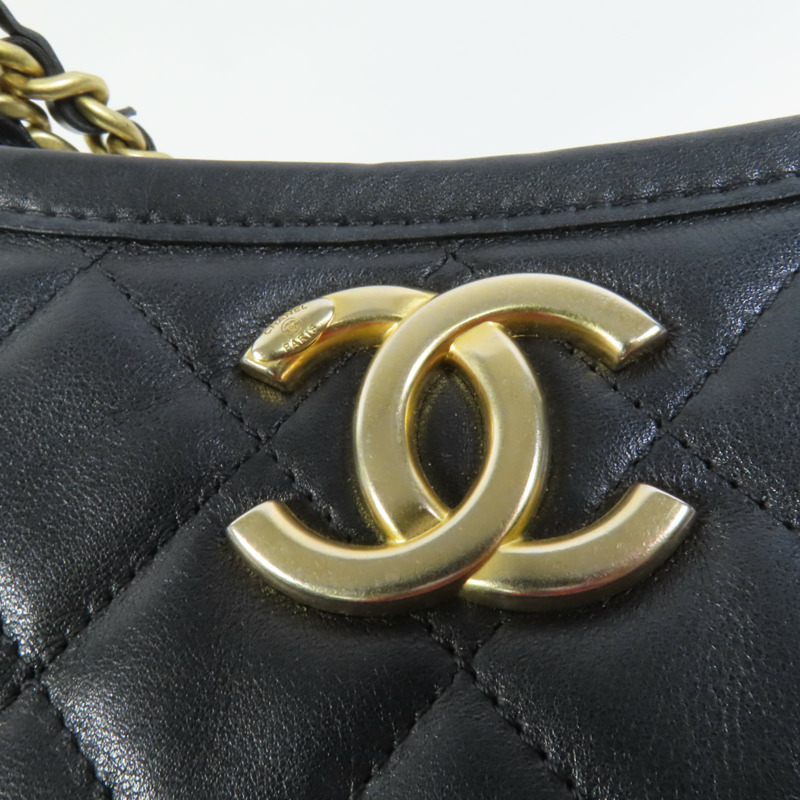 CHANEL 牛皮皮革24S Hobo金扣鏈帶手挽肩背兩用袋-5
