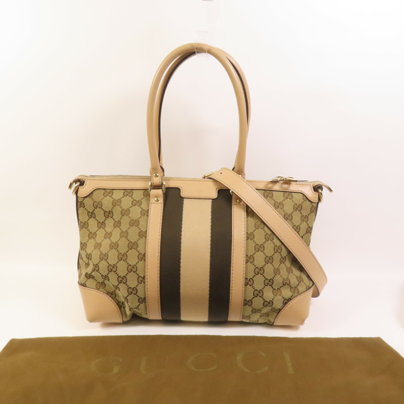 GUCCI 帆布Vintage Web GG Canvas Boston金扣手挽肩背兩用袋-11