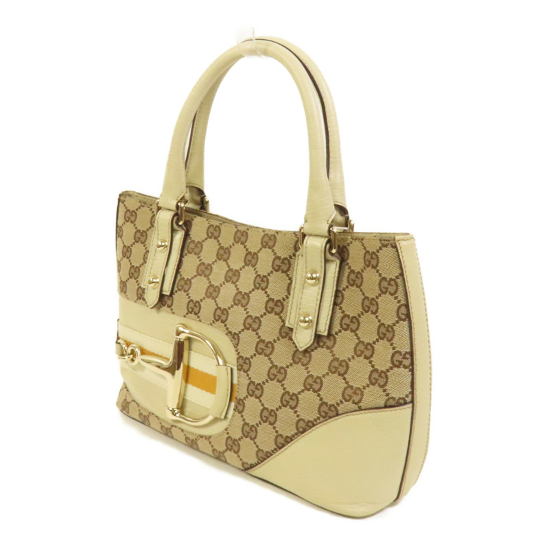 GUCCI 帆布Horsebit Tote金扣手挽袋-2