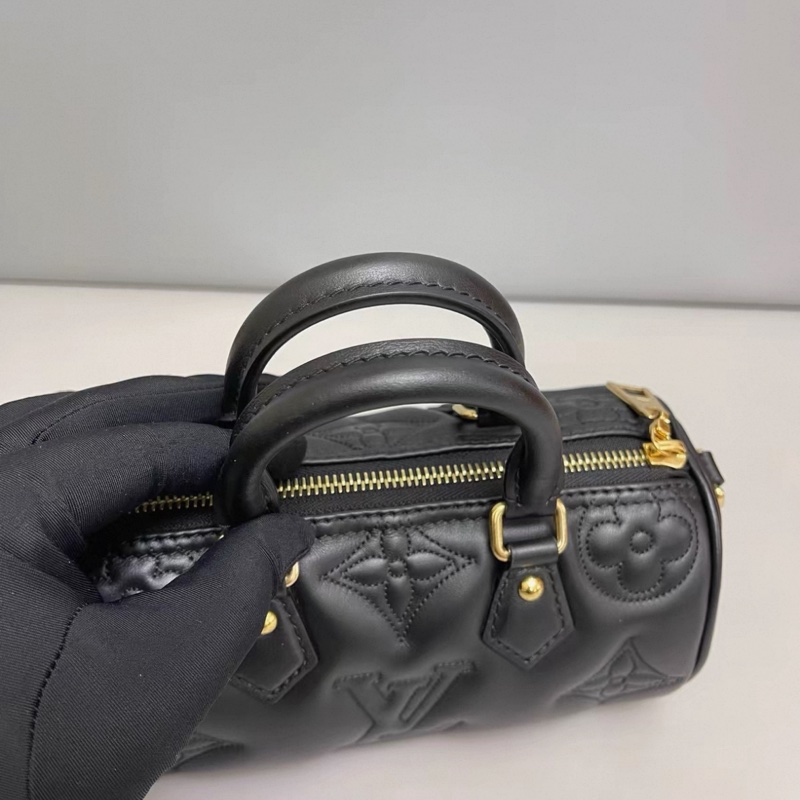 LV路易威登Papillon BB壓紋黑色全皮巴比龍 芯片-4