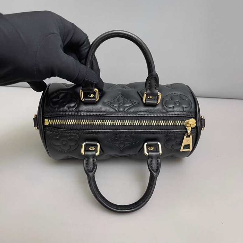 LV路易威登Papillon BB壓紋黑色全皮巴比龍 芯片-5