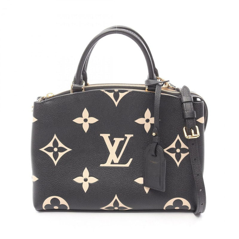 路易威登 Petit Palais PM 雙色手提包,皮革,Monogram Empreinte,女式,黑色/米色,M58913-0