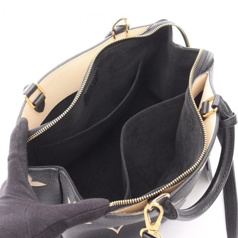 路易威登 Petit Palais PM 雙色手提包,皮革,Monogram Empreinte,女式,黑色/米色,M58913-2