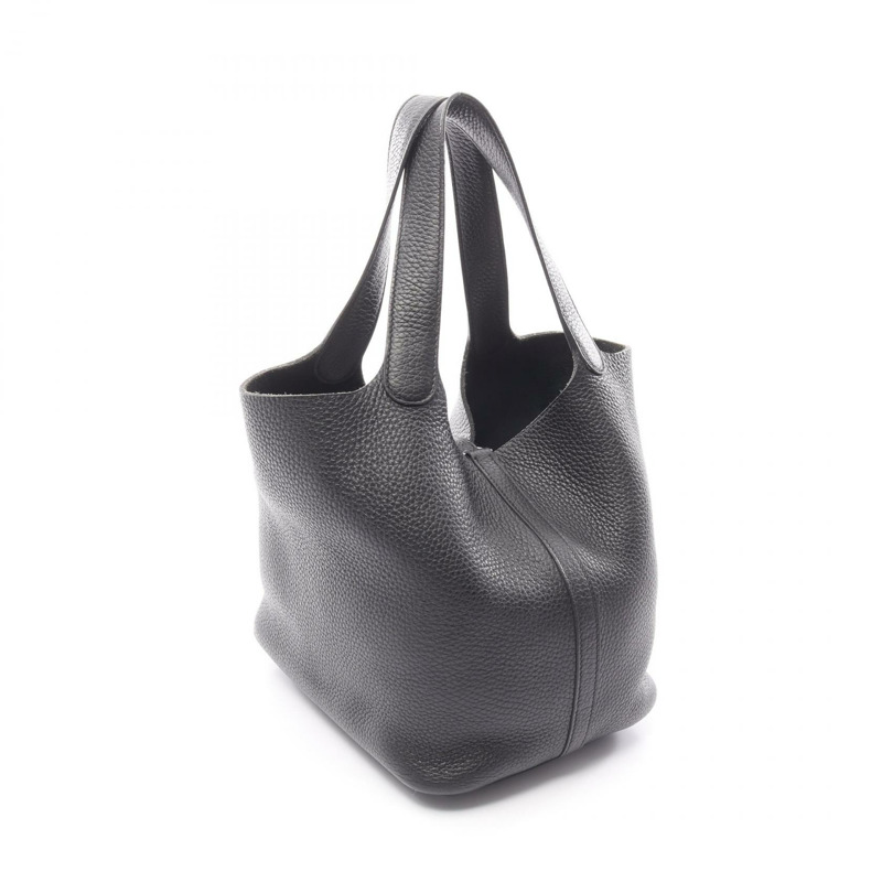 愛馬仕 Picotin Lock MM 托特水桶包,Clemence 皮革,黑色,SHW,二手。-1