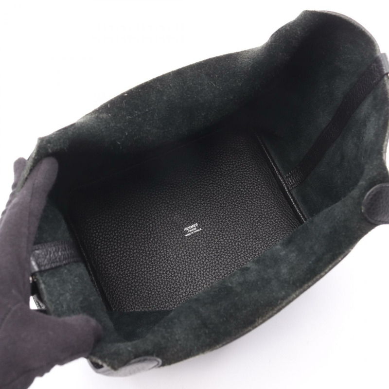 愛馬仕 Picotin Lock MM 托特水桶包,Clemence 皮革,黑色,SHW,二手。-2