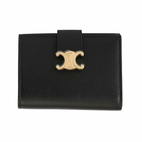 【CELINE】Nino 細搭帶 粒面牛皮 皮夾 卡夾 短夾 錢包 黑色 10M963GHH.38NO