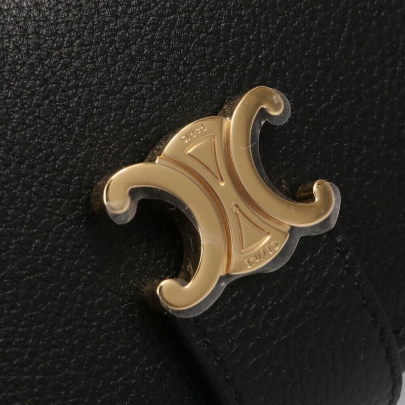 【CELINE】Nino 細搭帶 粒面牛皮 皮夾 卡夾 短夾 錢包 黑色 10M963GHH.38NO-3