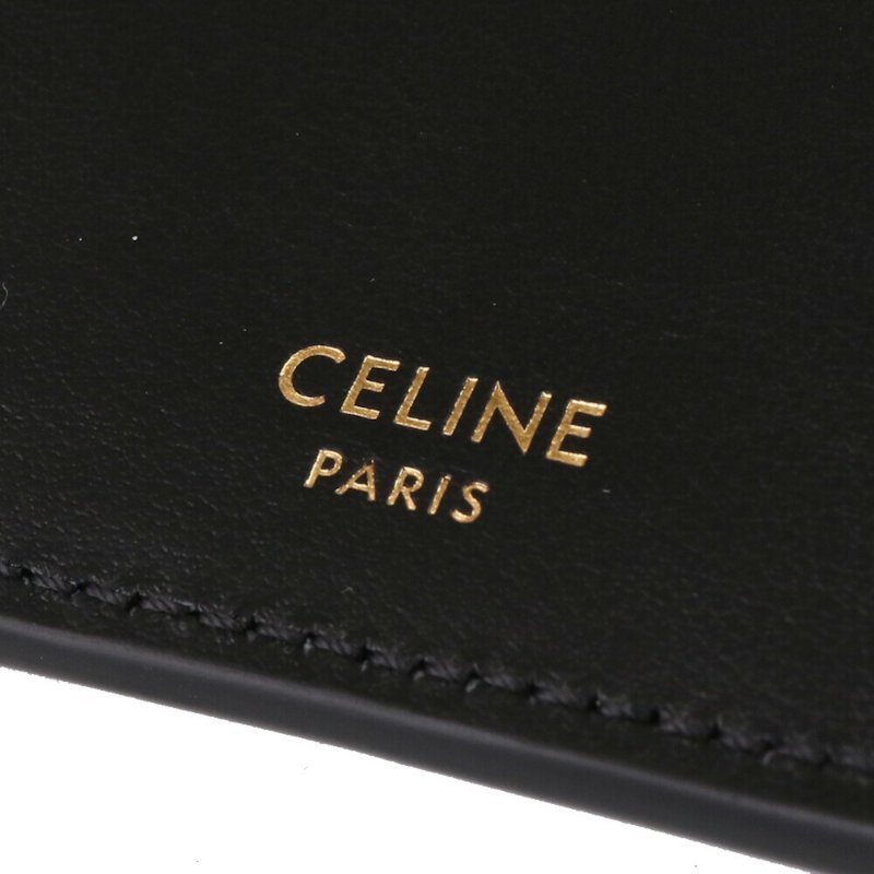 【CELINE】Nino 細搭帶 粒面牛皮 皮夾 卡夾 短夾 錢包 黑色 10M963GHH.38NO-5