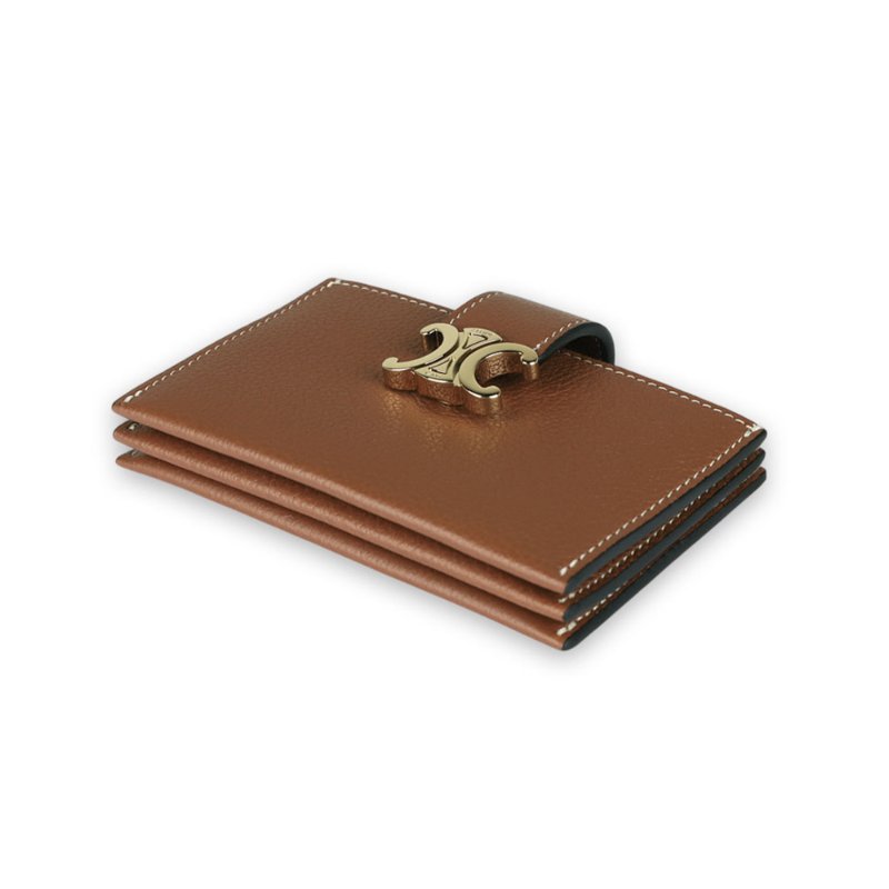 【CELINE】Nino Accordeon 牛皮 卡包 皮夾 短夾 卡夾 棕黃色 10N843GHH.04LU-2