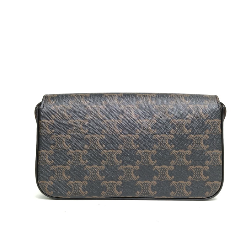 CELINE Triomphe凱旋門金屬鎖扣橫版肩背包老花PVC金扣-2