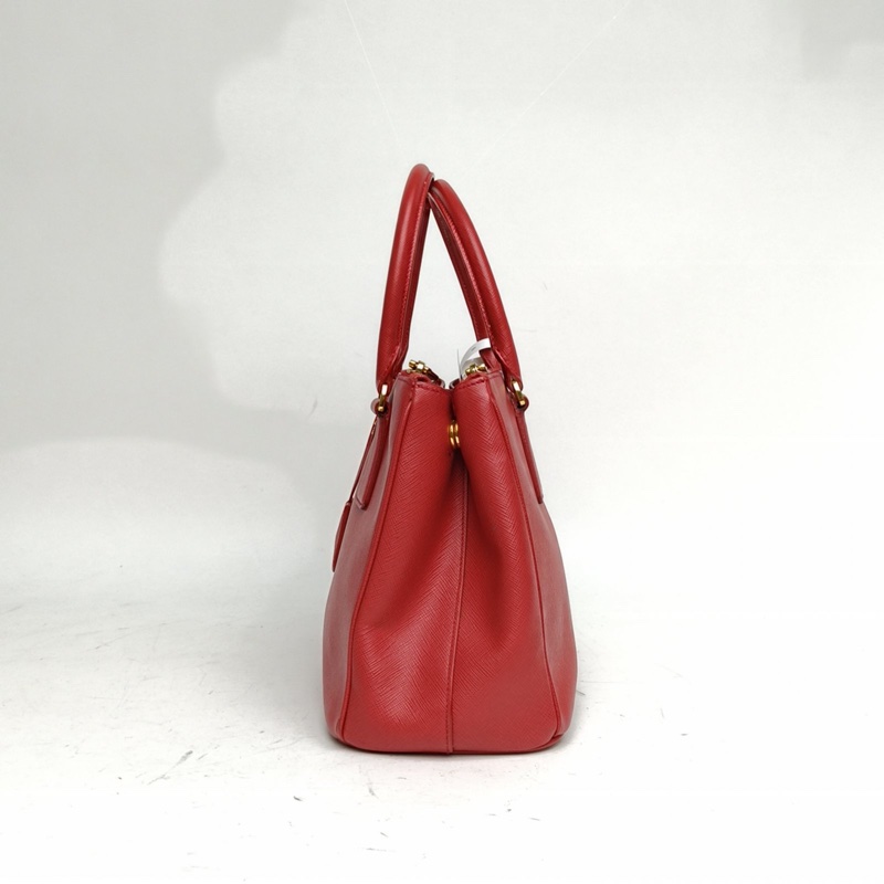 PRADA Galleria殺手包中號紅色牛皮金扣肩背包-1
