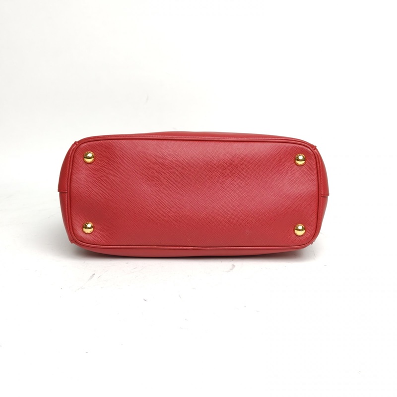 PRADA Galleria殺手包中號紅色牛皮金扣肩背包-3