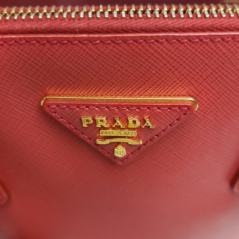 PRADA Galleria殺手包中號紅色牛皮金扣肩背包-4