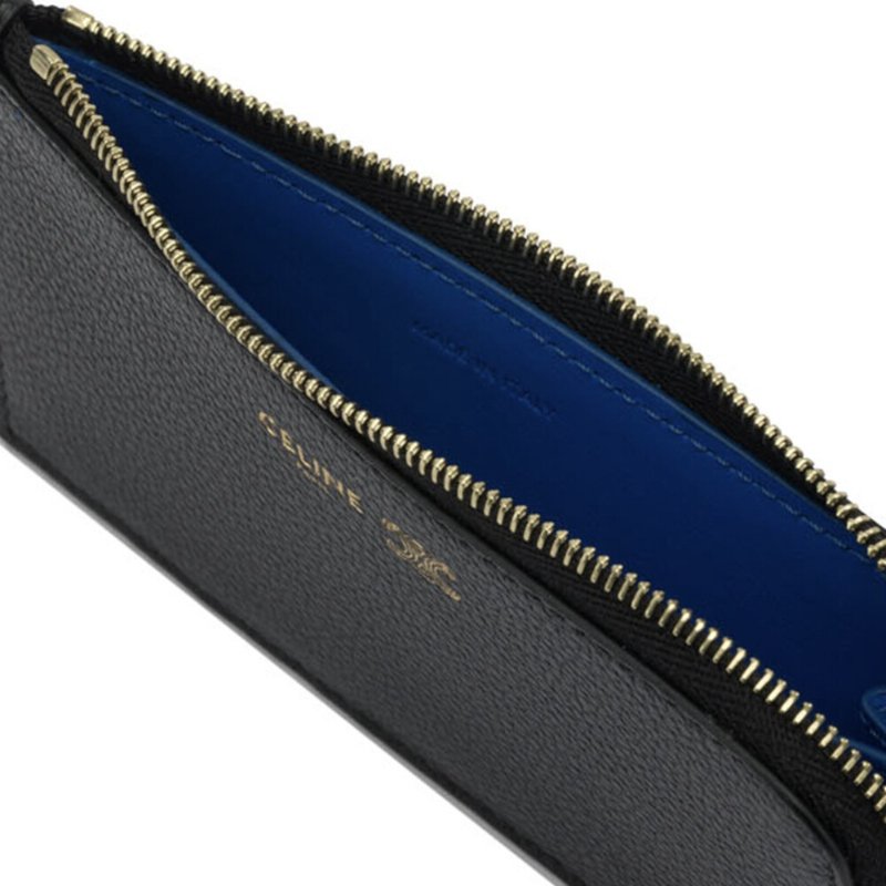 【CELINE】Long Zipped 牛皮 拉鍊 皮夾 卡夾 零錢包 黑色 藍色 L10082O54.GFS3-3