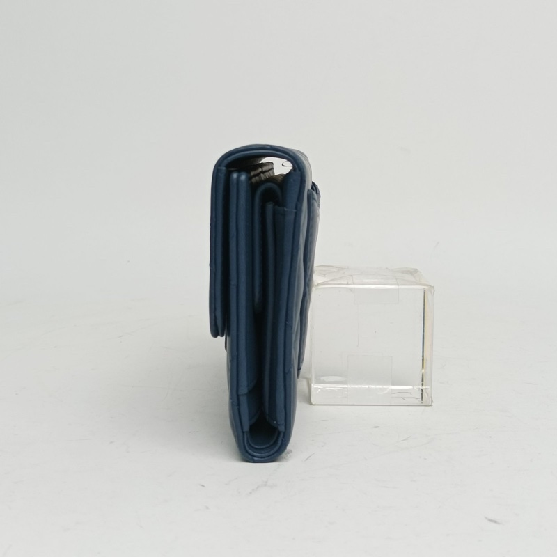 CHANEL 藍色羊皮22開銀扣CF翻蓋長款錢包-1