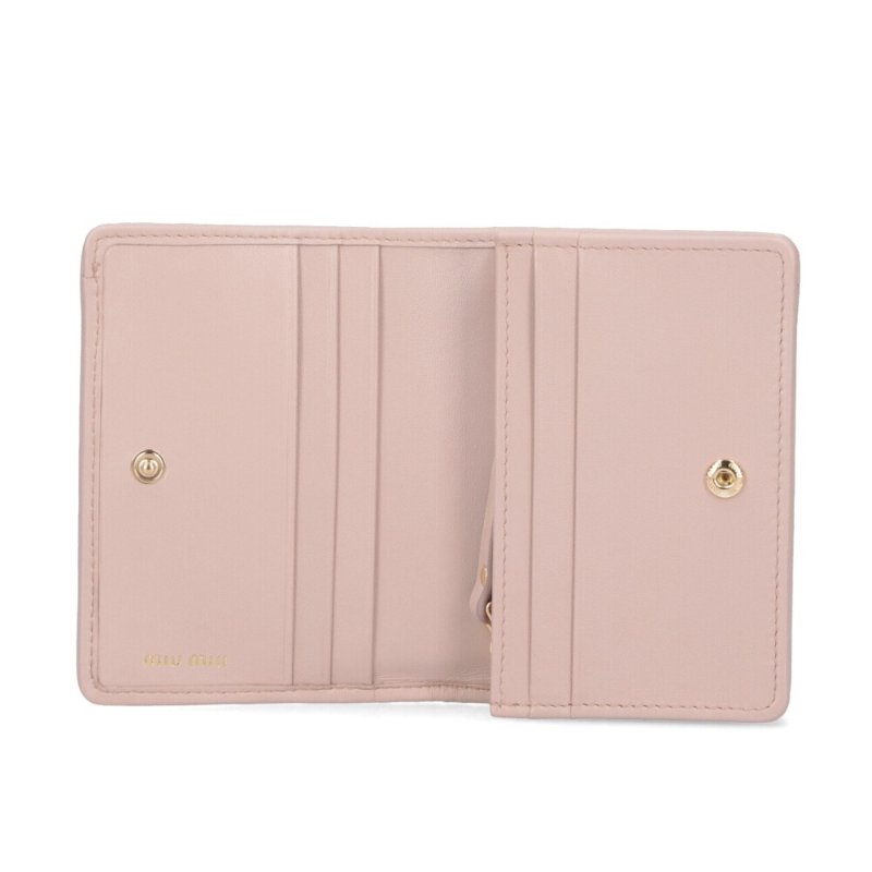 【MIU MIU】Small Matelasse 納帕軟皮 皮夾 短夾 卡夾 零錢包 粉色 5MV021-2
