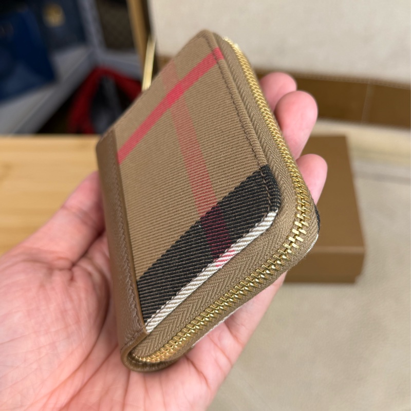 上架中🔑Burberry 經典格紋帆布拉鍊零錢包-7