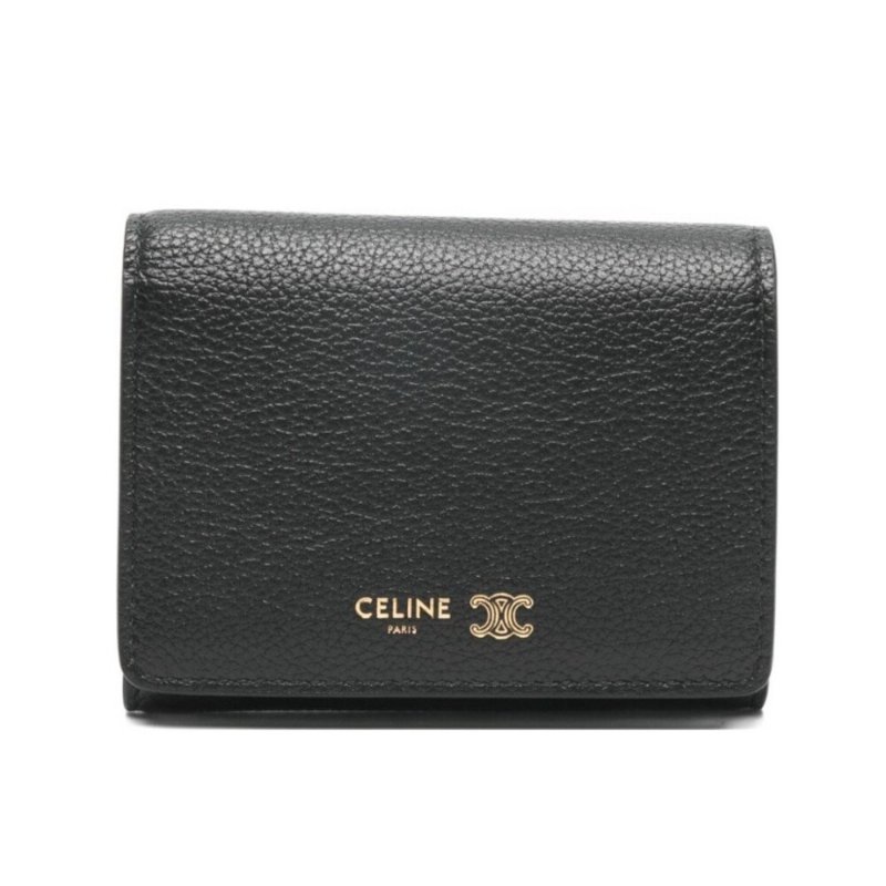 【CELINE】Triomphe Stamp 三折 粒面牛皮 皮夾 卡夾 短夾 錢包 黑色 藍色 L100A2O54.GFS3-3