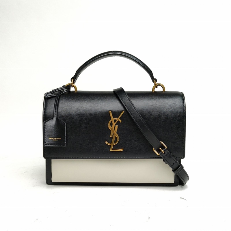 SAINT LAURENT SUNSET日落包配手柄中號25拼色牛皮金扣肩背包-0