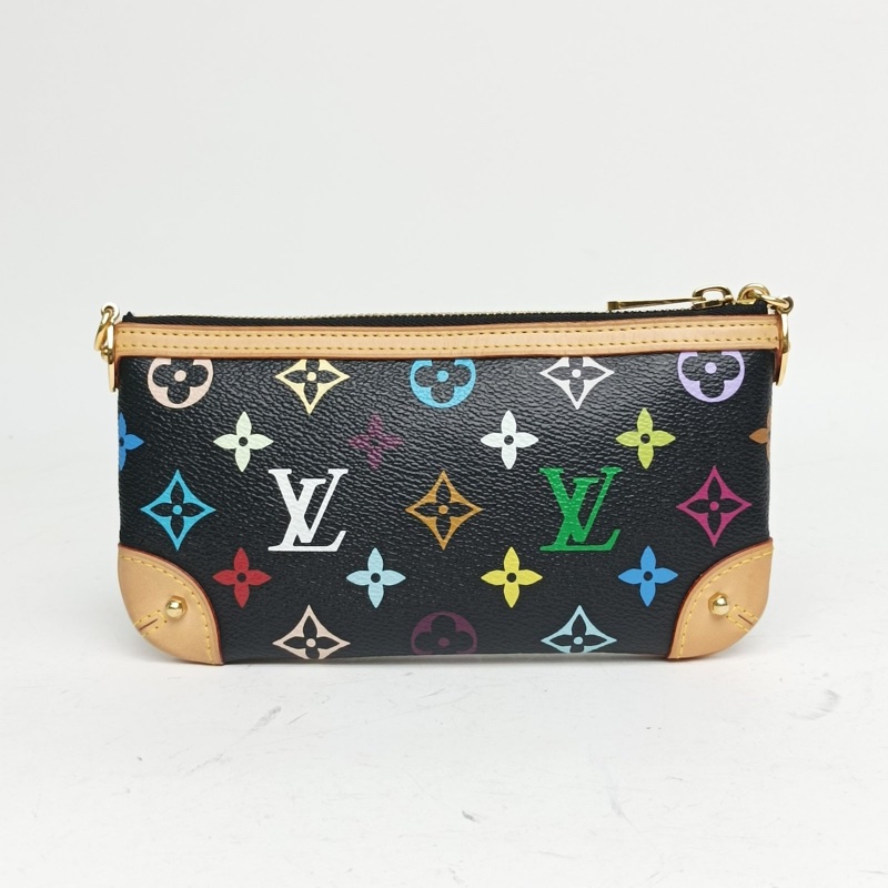 LOUIS VUITTON 中古mini麻將包黑三彩PVC金扣2011手提包-2