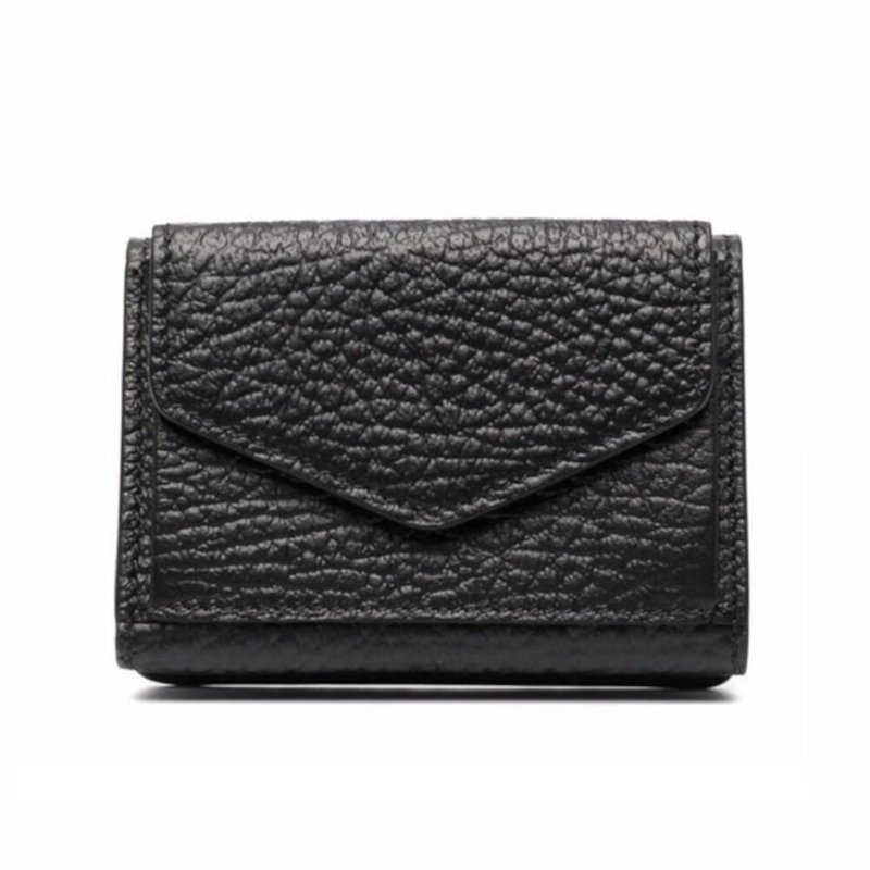 【Maison Margiela】四針 壓花小牛皮 三折 短夾 皮夾 卡夾 黑色 S36UI0416P4455T8013-4