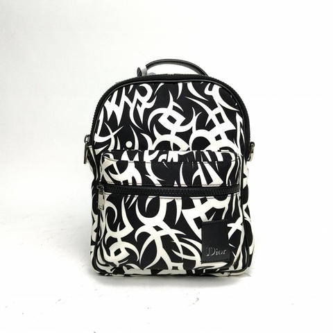 DIOR 黑白帆布銀扣2018垮包