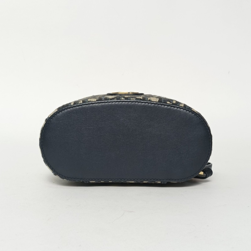 DIOR 墨藍色帆布金扣2024carovanity化妝包肩背包-3