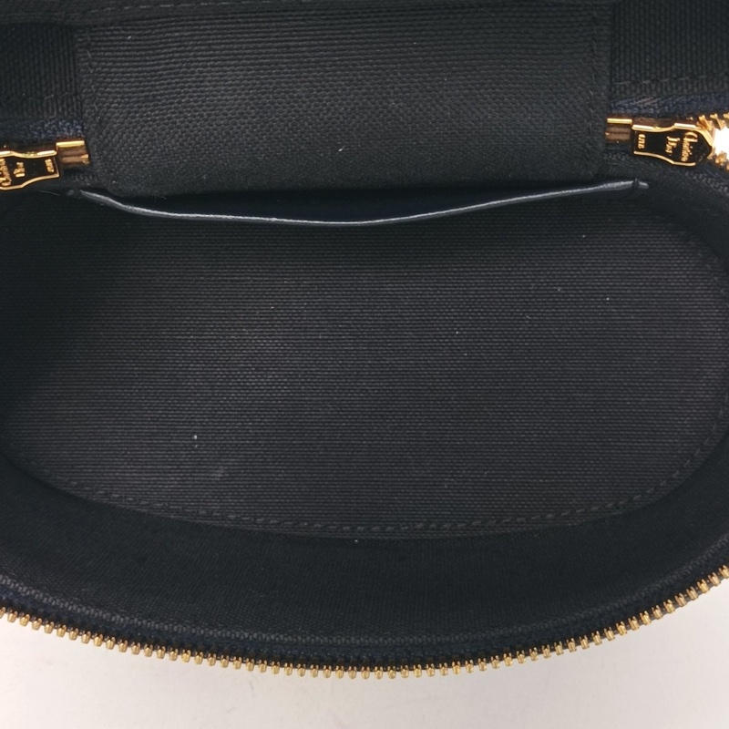 DIOR 墨藍色帆布金扣2024carovanity化妝包肩背包-5