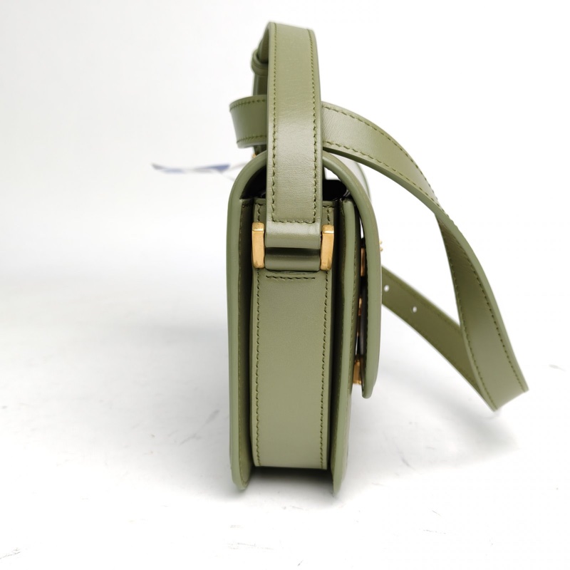 SAINT LAURENT SolferinoBox小號19綠色牛皮金扣肩背包-3