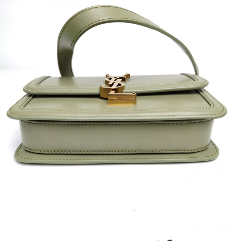 SAINT LAURENT SolferinoBox小號19綠色牛皮金扣肩背包-4