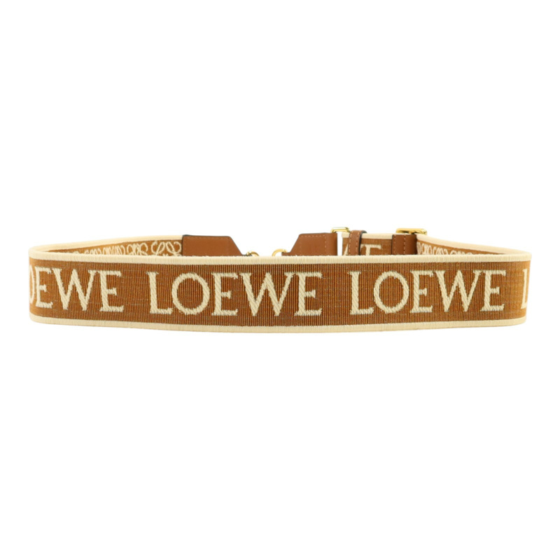 LOEWE 帆布/牛皮皮革Shoulder Strap金扣肩帶-2