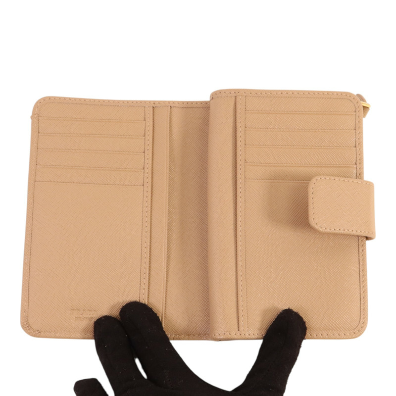 PRADA Saffiano皮革Wallet金扣錢包-5