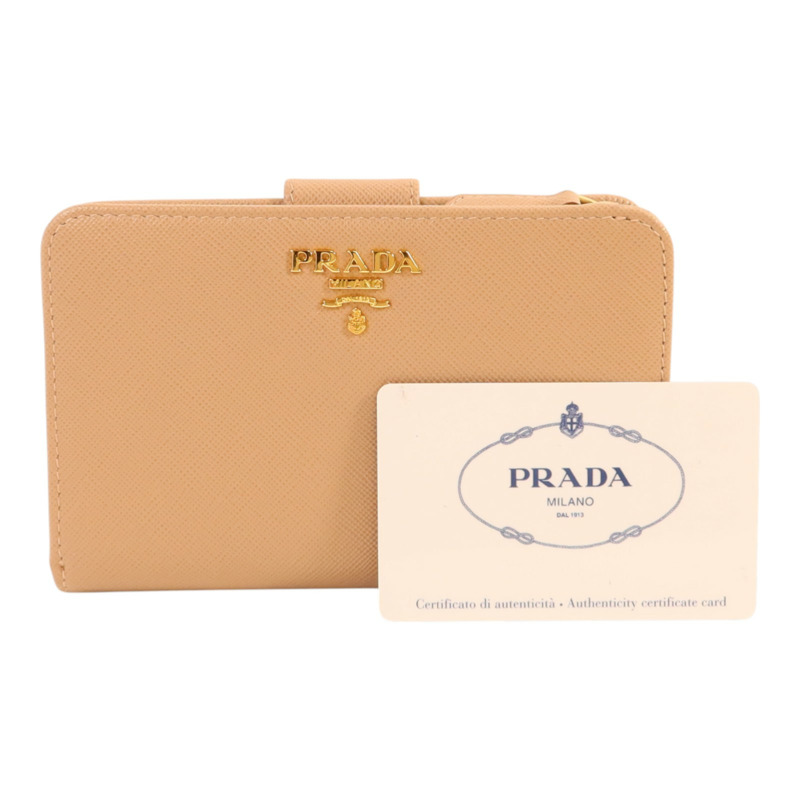PRADA Saffiano皮革Wallet金扣錢包-9