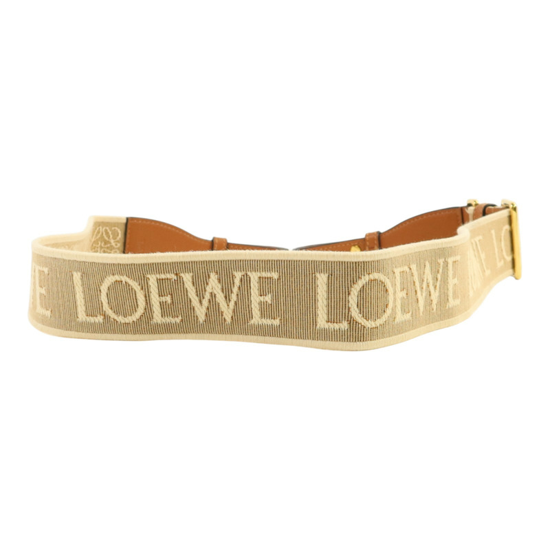 LOEWE 帆布/牛皮皮革Shoulder Strap金扣肩帶-2