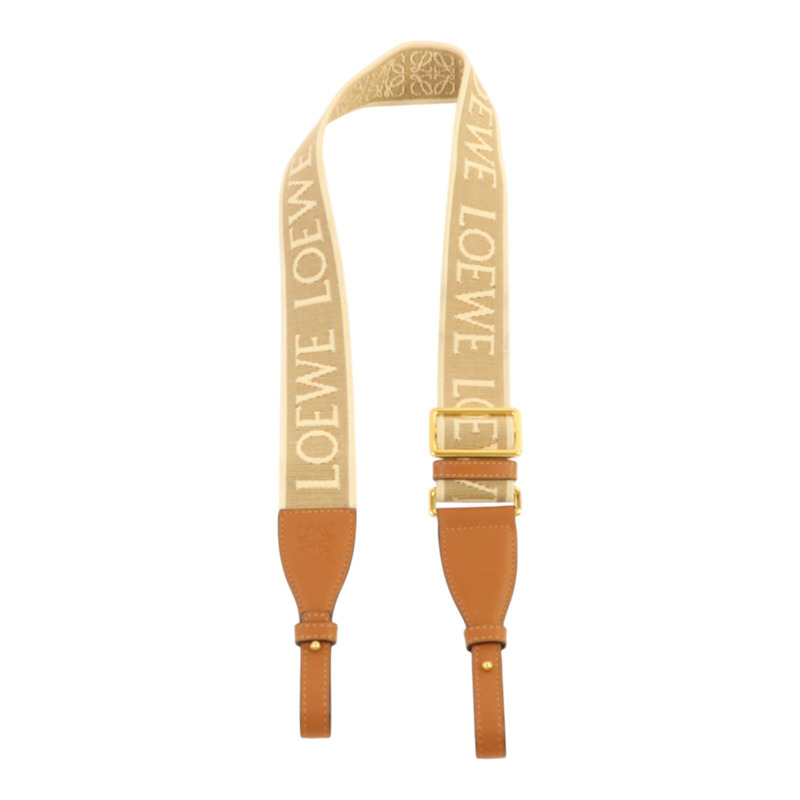 LOEWE 帆布/牛皮皮革Shoulder Strap金扣肩帶-6