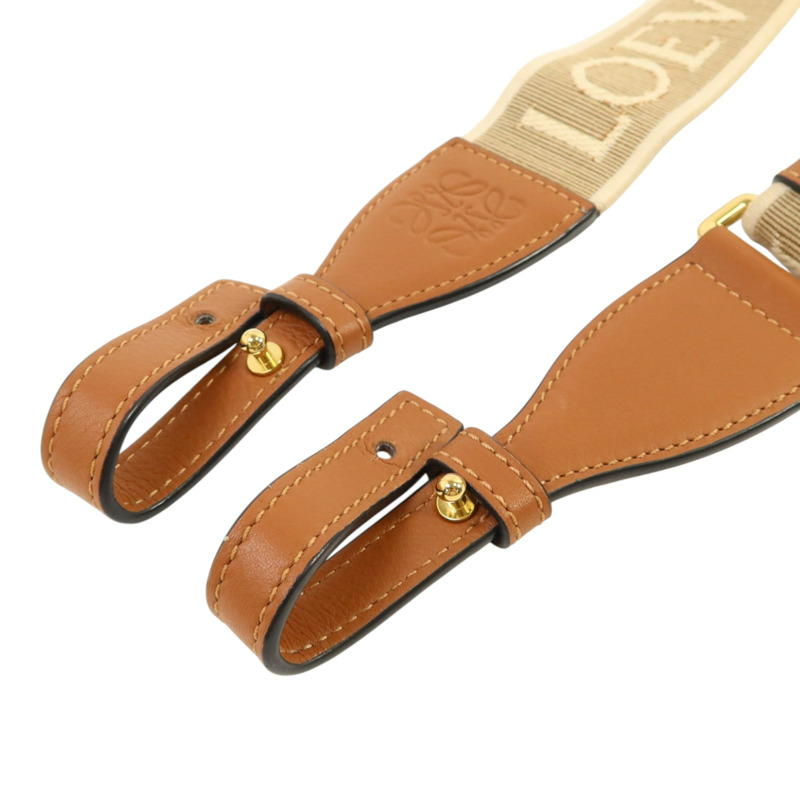 LOEWE 帆布/牛皮皮革Shoulder Strap金扣肩帶-8