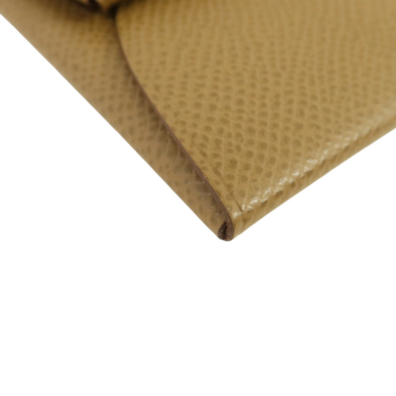 HERMES Epsom皮革Bastia銀扣零錢包Etoupe-9