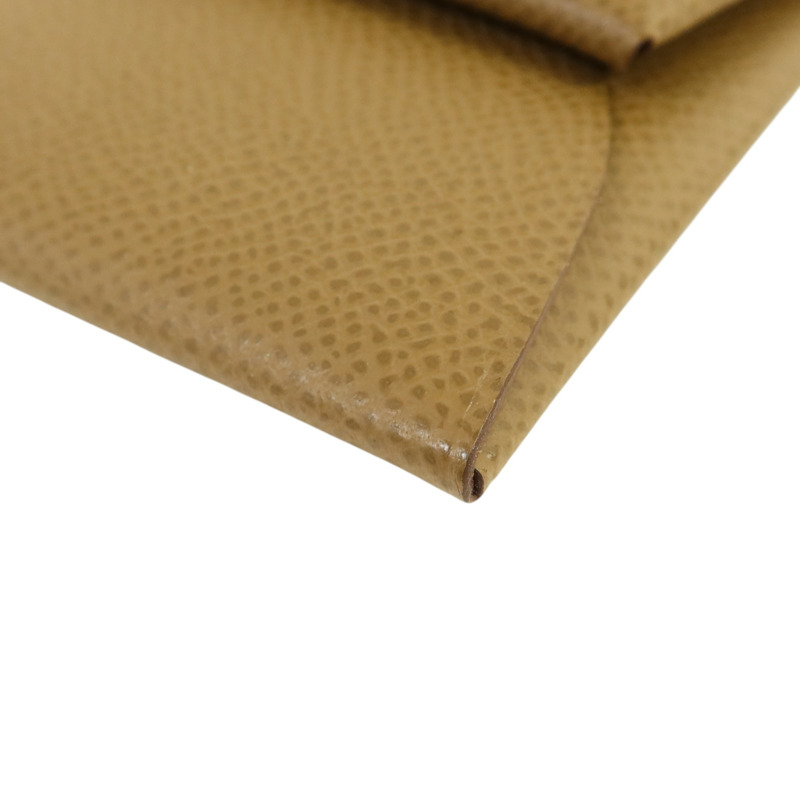 HERMES Epsom皮革Bastia銀扣零錢包Etoupe-10