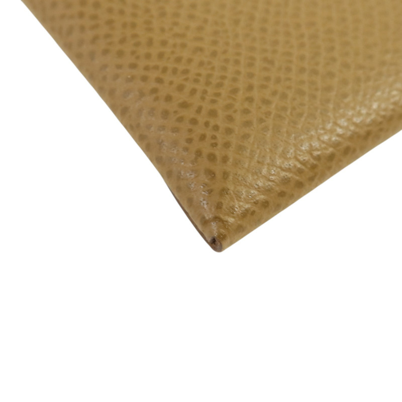 HERMES Epsom皮革Bastia銀扣零錢包Etoupe-11