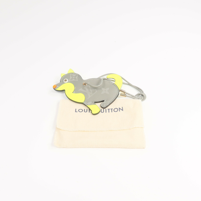 LOUIS VUITTON Monogram Titanium Dog Charm金扣掛飾-9